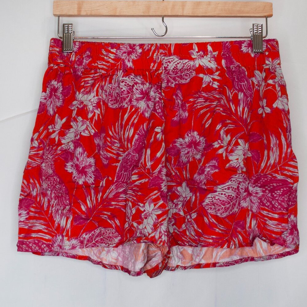 NEW Olivaceous Tropical Time Pull On Shorts Womens Large L Orange Floral A01D